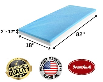 18" x 82" Gel Memory Foam, High Density Upholstery Foam, Bench Cushion Replacement, Seat Replacement, Foam Rubber Padding, Foam Sheet