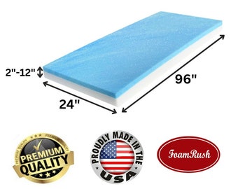 24" x 96" Gel Memory Foam, High Density Upholstery Foam, Bench Cushion Replacement, Seat Replacement, Foam Rubber Padding, Foam Sheet