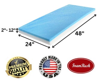 24" x 48" Gel Memory Foam, High Density Upholstery Foam, Bench Cushion Replacement, Seat Replacement, Foam Rubber Padding, Foam Sheet