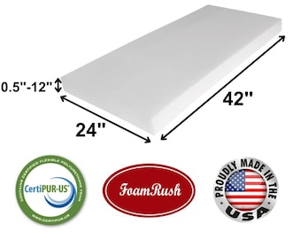 24" x 42" High Density Upholstery Foam Cushion (Chair Cushion Square Foam for Dining Chairs, Wheelchair Seat Cushion Replacement)