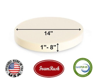 14" Diameter FoamRush Premium Quality Round Stool Seat Chair Upholstery Foam Pad Cushion Pouf Insert Patio Round