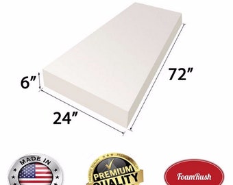 Upholstery Cushion Made in USA GoTo Foam 1 Height x 24 Width x 72 Length 44ILD Firm