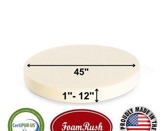 FoamRush 45" Diameter Foam Round Insert, Upholstery Foam Pad, Patio Round, Stool Cushion Insert, Chair Pad, Pet Bed Insert, High Density