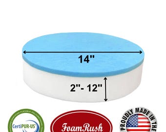 14" Diameter Round Gel Memory Foam Cushion Insert, Medium Firm, Bar Stool Seat Cushion, Pouf Insert, Patio Round Cushion Replacement