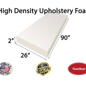 Foamma 6 x 22 x 24 High Density Upholstery Foam Padding, Thick-Custom Pillow, Chair, and Couch Cushion Replacement Foam, Craft Foam Upholstery