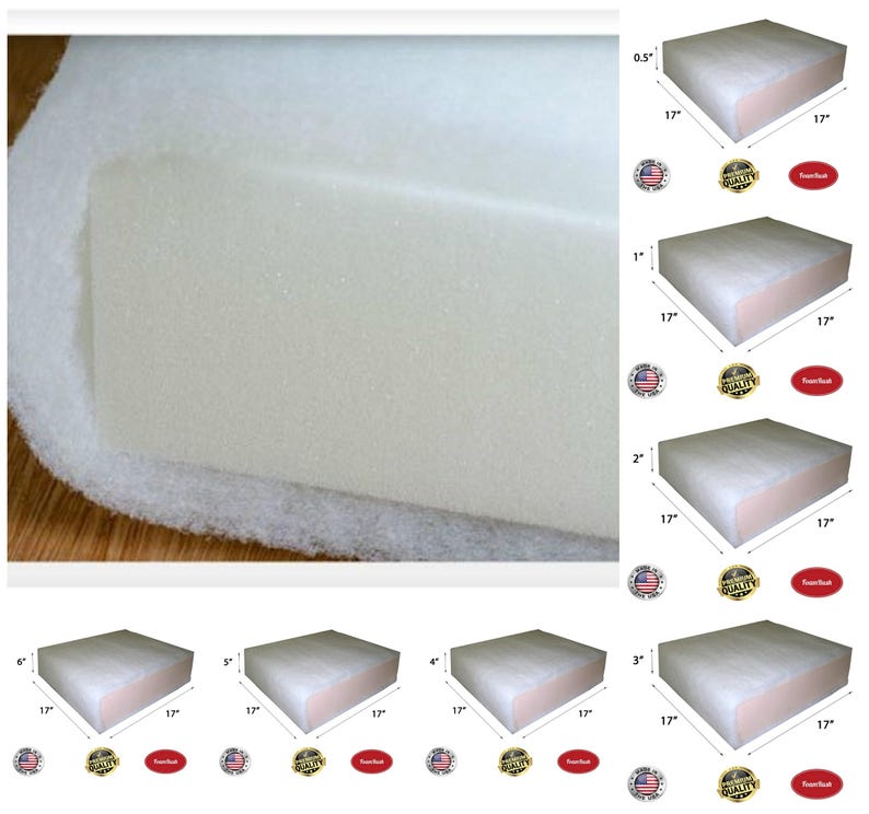 17 X 17 Seat Cushion Foam With Batting/ Dacron Etsy