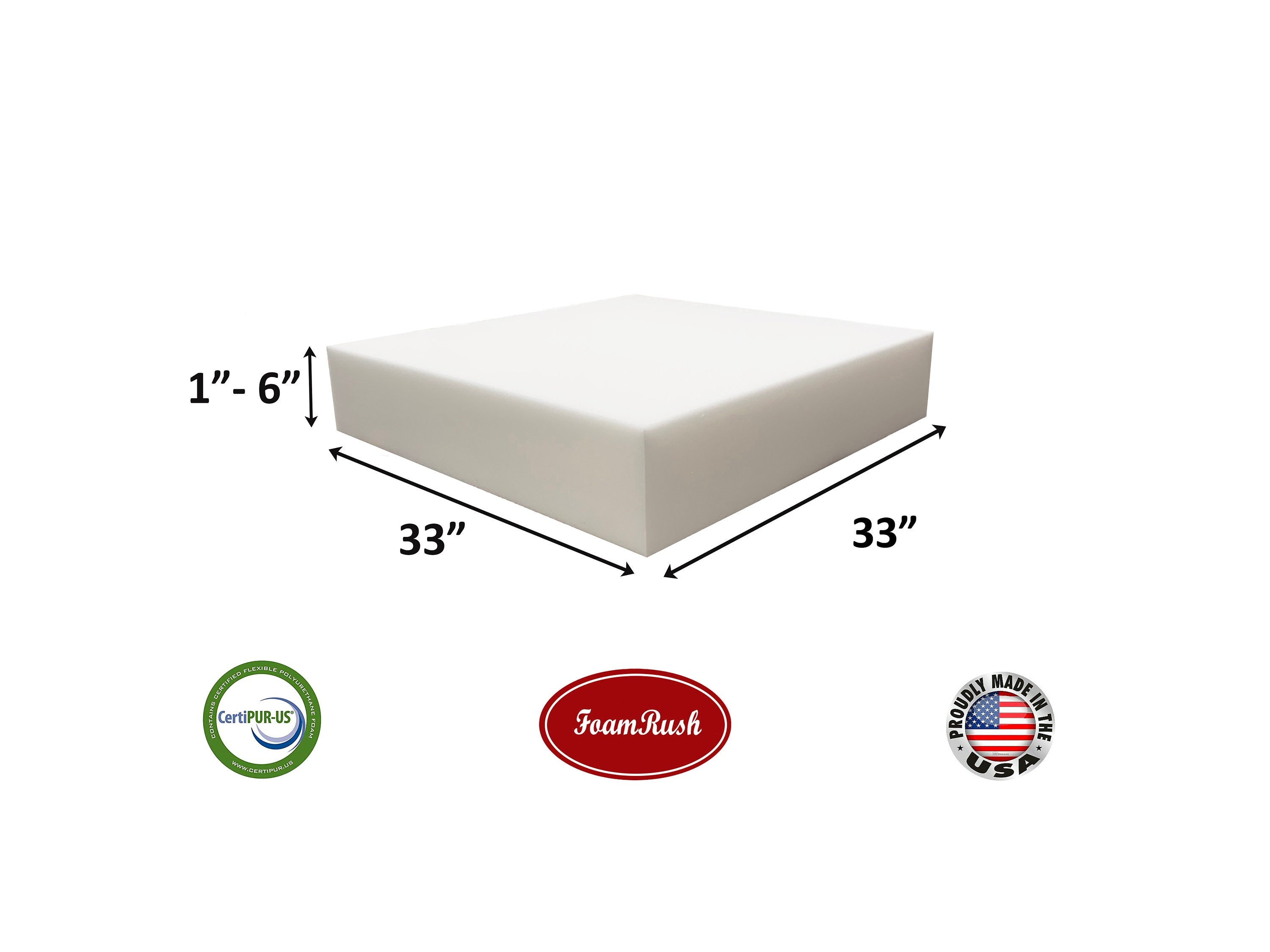 Foamrush 3 inch Height x 36 inch Width x 72 inch Length Upholstery Foam Cushion High Density