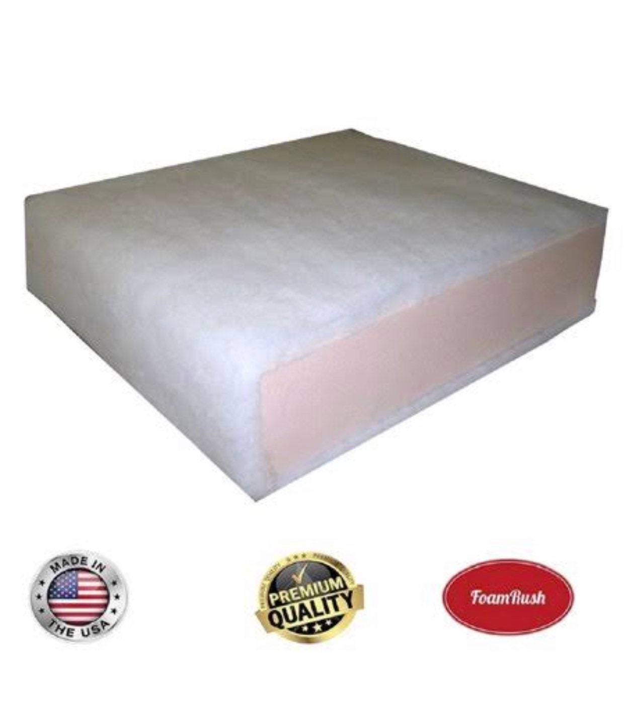 24 X 24 Seat Cushion Foam With Batting/ Dacron cushion Seat Replacement  Made in USA All Sizes 1 6 