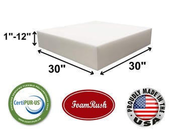 30" x 30" High Density Upholstery Foam Cushion (Chair Cushion Square Foam for Dining Chairs, Wheelchair Seat Cushion Replacement)