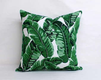 Sunbrella Tropics Jungle Throw Pillows, Tropical Palm Leaf Outdoor Pillow, Decorative throw pillow with Pillow Insert Made to Order