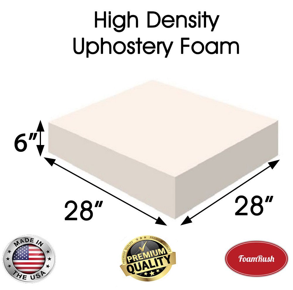 Foamrush 6 x 24 x 27 Upholstery Foam High Density Firm Foam Soft Support (Chair Cushion Square Foam for Dinning Chairs