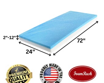 24" x 72" Gel Memory Foam, High Density Upholstery Foam, Bench Cushion Replacement, Seat Replacement, Foam Rubber Padding, Foam Sheet