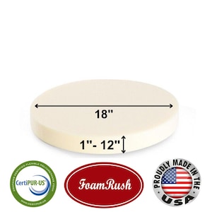 18" Diameter FoamRush Premium Quality Round Stool Seat Chair Upholstery Foam Pad Cushion Pouf Insert Patio Round