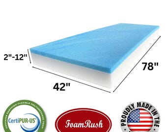 42" x 78" Semi Truck Gel Memory Foam Insert with High Density Upholstery Foam, Bench Cushion, Seat Cushion Replacement, Foam Pad, Foam Sheet