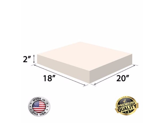 2 X 18 X 20 High Density Upholstery Foam Cushion chair Cushion Square Foam  for Dining Chairs, Wheelchair Seat Cushion Replacement 