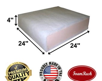 24 X 24 Seat Cushion Foam With Batting/ Dacron cushion Seat Replacement  Made in USA All Sizes 1 6 