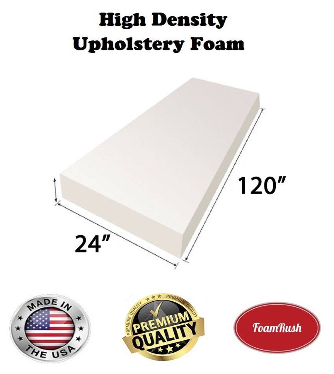 24 X 120 High Density Upholstery Foam Cushion | Etsy