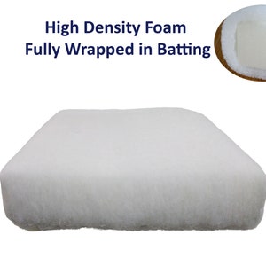 10&quot; x 24&quot; x 24&quot; High Density Foam Fill with Dacron/Batting Fully Wrapped Seat Cushion Insert- Compatible for AsalaLiving- Cushion Replacemet