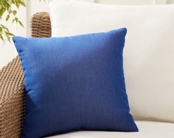 Sunbrella True Blue Indoor/outdoor Decorative throw pillow with Pillow Insert Made to Order