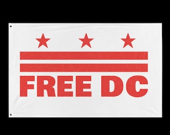 Free DC Flag, Washington DC Statehood Protest Banner, Resistance Wall Decor