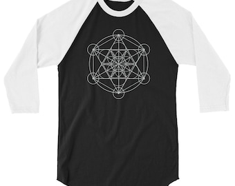 Metatron’s Cube Shirt Sacred Geometry Festival 3/4 sleeve raglan shirt