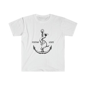 Festina Lente Symbol Anchor Dolphin Make Haste Slowly Unisex Softstyle T-Shirt