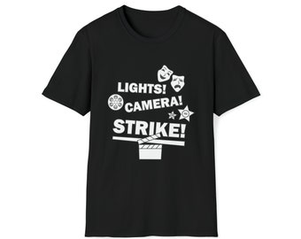 Lights Camera Strike 2023 Hollywood Labor Union Unisex Softstyle T-Shirt