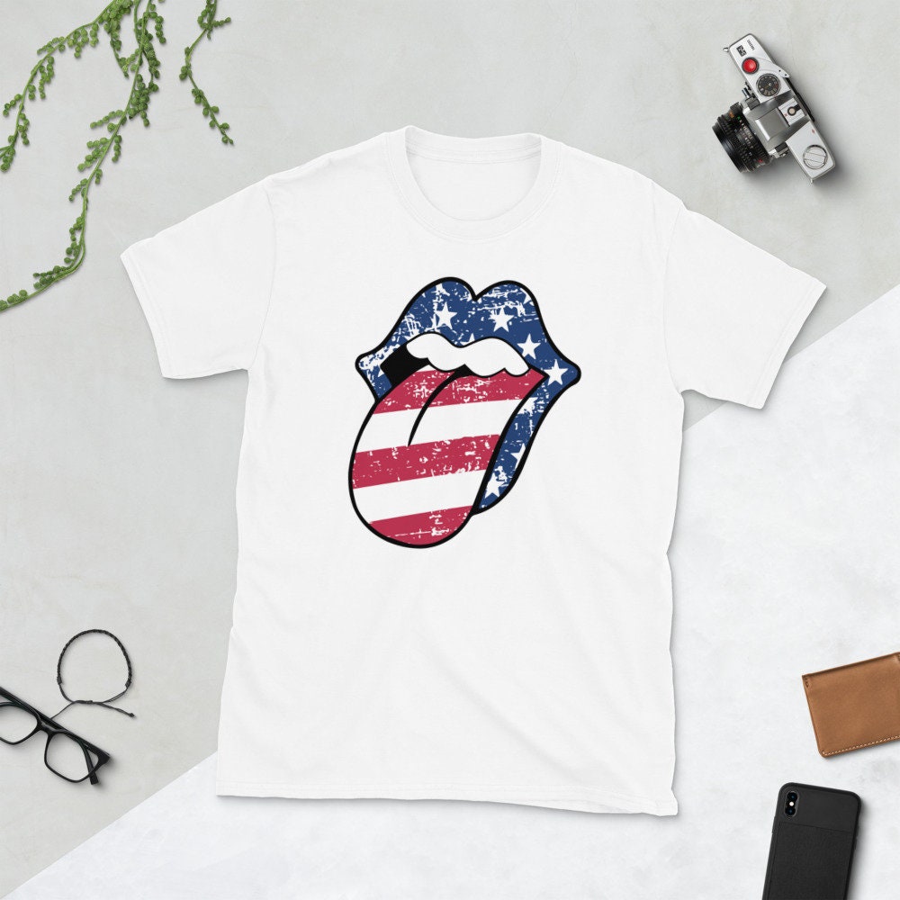Rolling stones t 2025 shirt american flag tongue