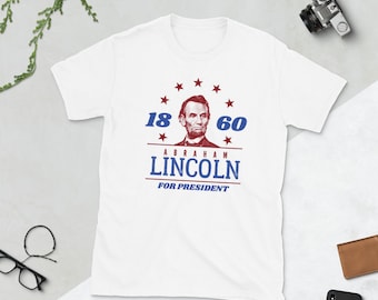 Camiseta de Abraham Lincoln, camiseta de la campaña presidencial de 1860, regalo vintage de Lincoln, regalo de historia presidencial, regalo para profesor de historia, época de la Guerra Civil.