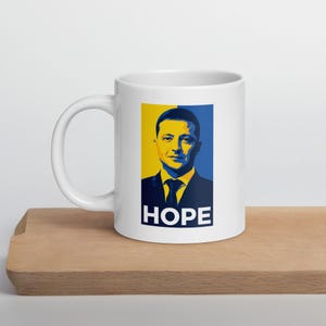 Ukraine President Volodymyr Zelensky White glossy mug
