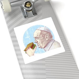 Pope Francis Sandwich Sticker - Catholic Square Sticker