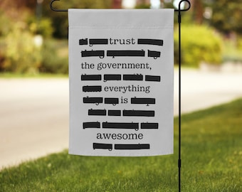Redacted Document Garden Flag: Satirical Political Humor, Censorship Civic Satire
