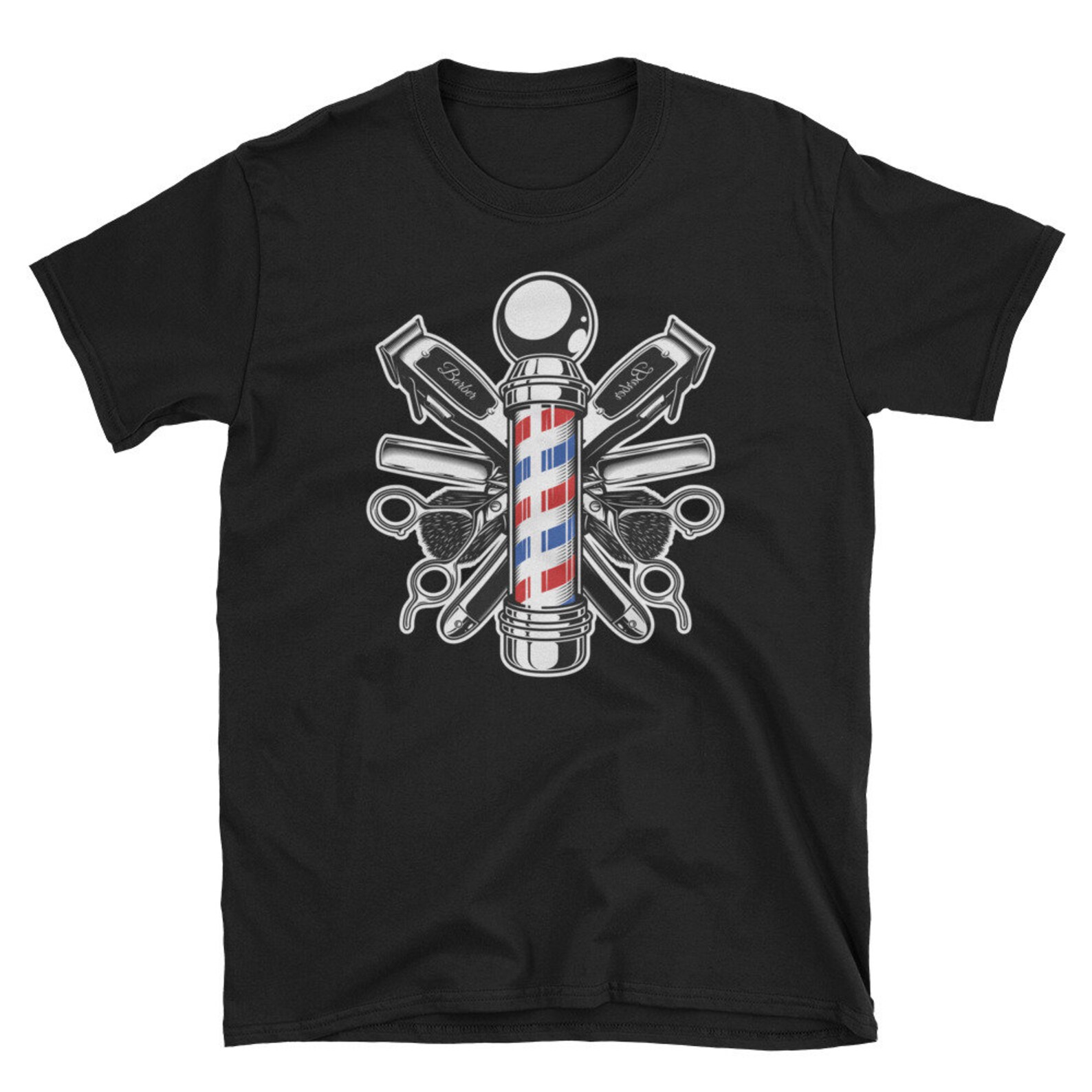 Retro Barber Shop Shirt Vintage Barbers Pole Gift Gildan 64000 Etsy