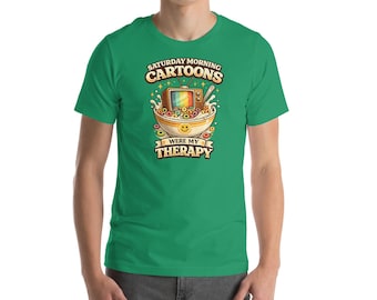 Vibrant Graphic Tee: 'Saturday Morning Cartoons Were My Therapy' Unisex T-Shirt
