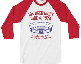 Retro 10 Cent Beer Night Cleveland Baseball Shirt 3/4 sleeve raglan shirt