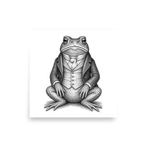 Dapper Frog Poster, Victorian Gentleman Frog Art, Vintage Engraved Frog Wall Decor, Whimsical Frog Lover Gift