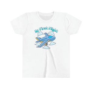 My First Flight Kids First Time Flyers Airplane Youth Short Sleeve Tee