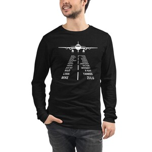 Pilot Gifts for Pilots Airline Pilot Phonetic Alphabet Unisex Long Sleeve Tee