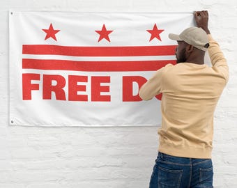Free DC Flag, Washington DC Statehood Protest Flag, Anti Trump Resistance Flag, District of Columbia Home Decor, DC Pride Wall Banner