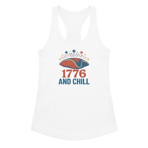 1776 and Chill Funny Patriotic 4 juli: aansluitende racerback-tanktop voor dames