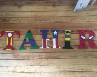 Superhero Themed Hand Painted Wood Letters