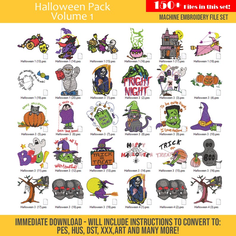 150 HALLOWEEN Embroidery Files Volume 1 Pumpkin Etsy
