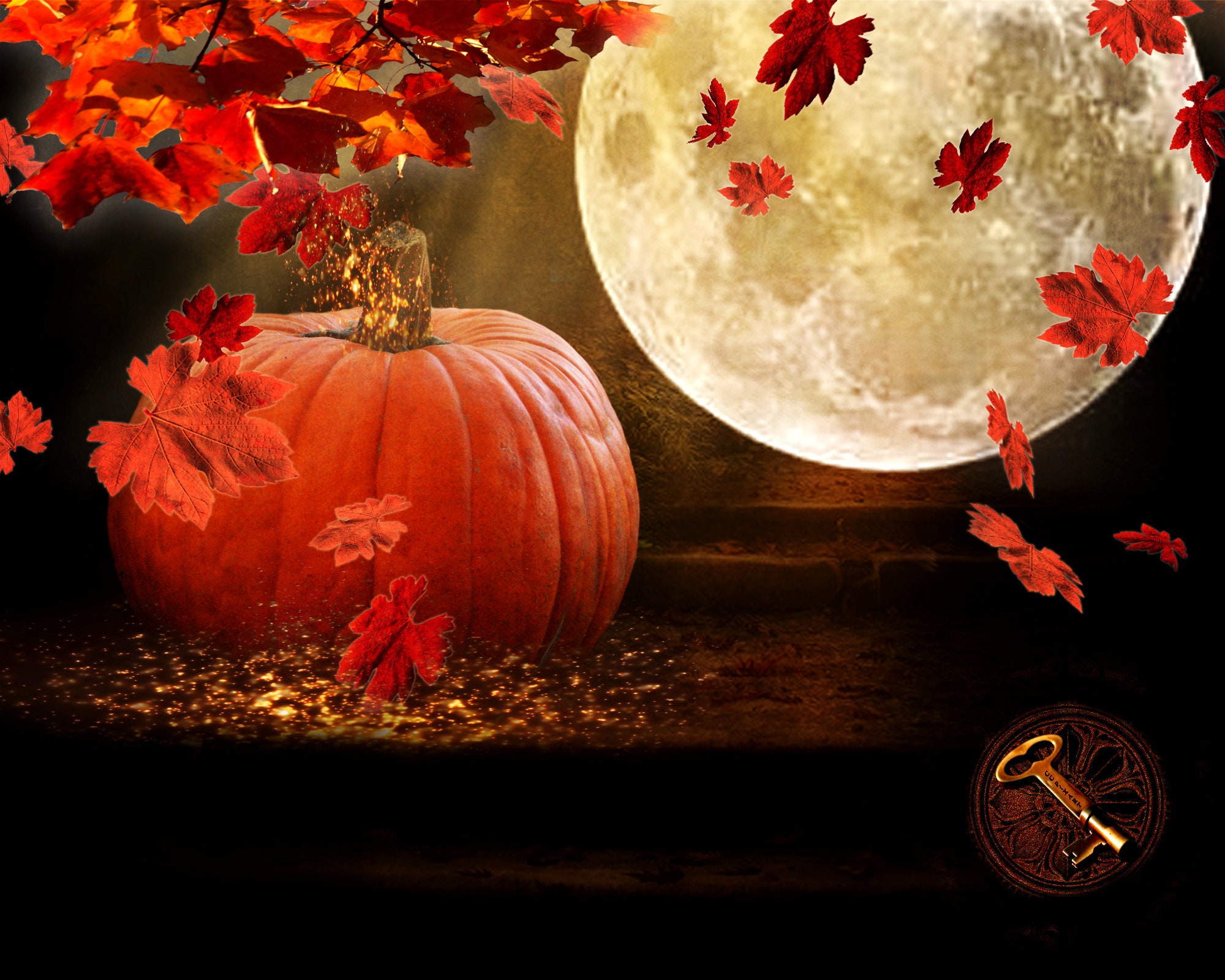 Pumpkin Moon Backdrop Digital Composite Background Fall | Etsy