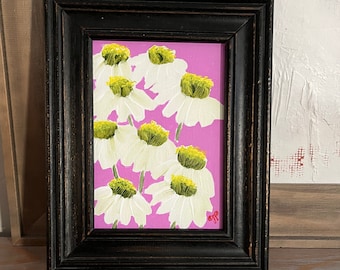 Original Abstract Painting WILDFLOWERS Acrylic 4x6