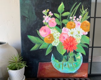 Original 'Floral Still Life' Acrylic Painting 16x20