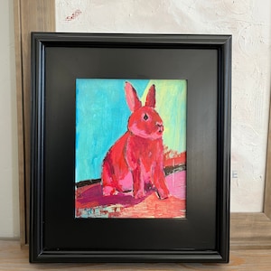 Pintura acrílica ORIGINAL 'RED RABBIT' 8x10
