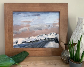 Pintura paisajística original 'Mountain Drive' Acrílico sobre lienzo 11x14