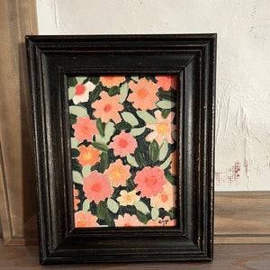 Original Abstract Painting WILDFLOWERS Acrylic 4x6
