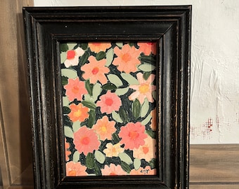 Original Abstract Painting WILDFLOWERS Acrylic 4x6