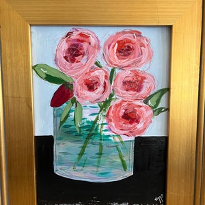 Original Floral Still Life Mixed Media Painting 9x12